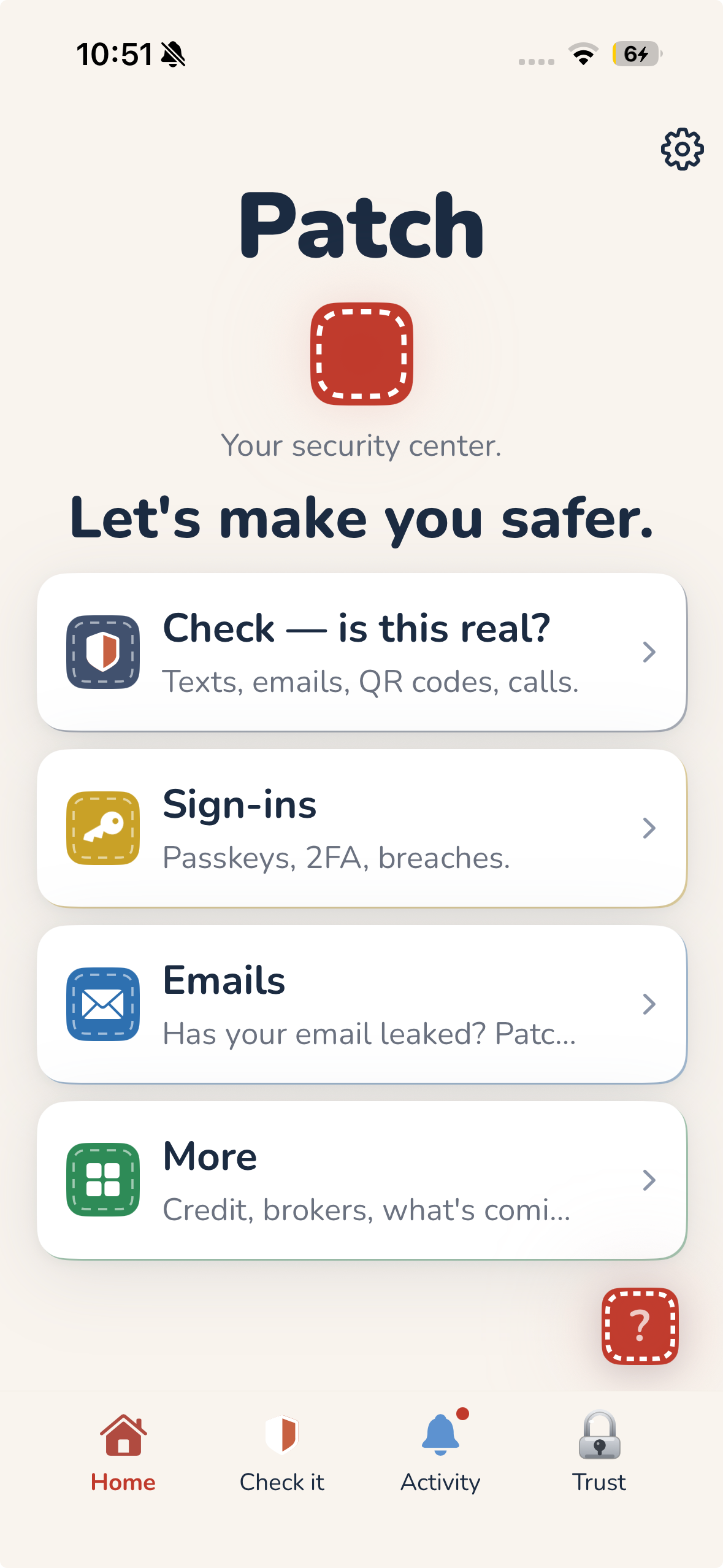Patch on iPhone — home
